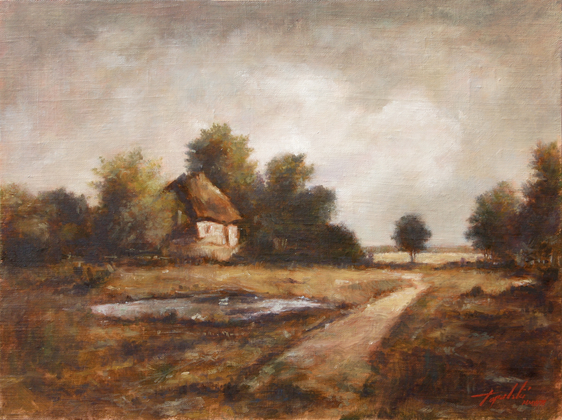 At the end of the road - Landscape Oil painting - Fine Arts Gallery
