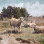 Just the three of us – Sheep in Landscape Oil painting