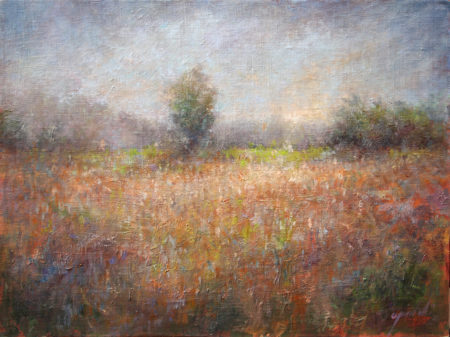 Fine Art - Misty Fields - Original Oil Painting on Canvas by artist Darko Topalski