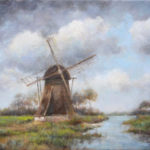 Windmill – Landscape Oil painting