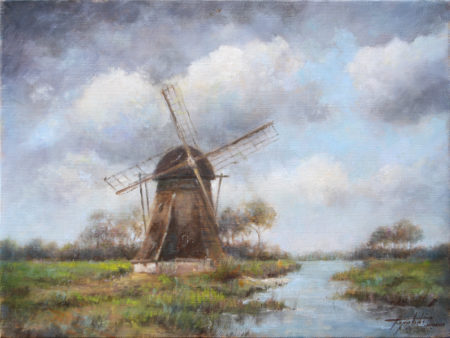 Fine Art - Windmill - Original Oil Painting on Canvas by artist Darko Topalski