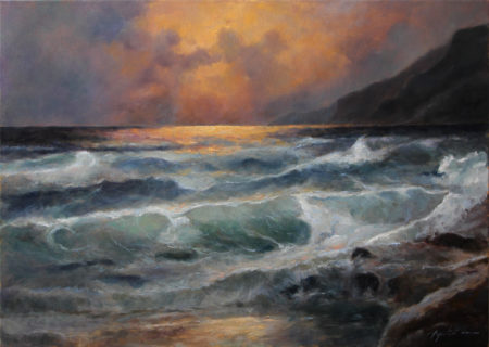 Fine Art - By the Coast- Seascape Original Oil Painting artwork on Canvas by artist Darko Topalski