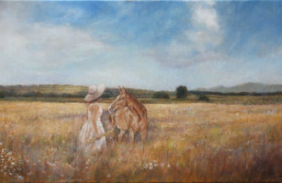 In the field – Figurative Landscape oil Painting