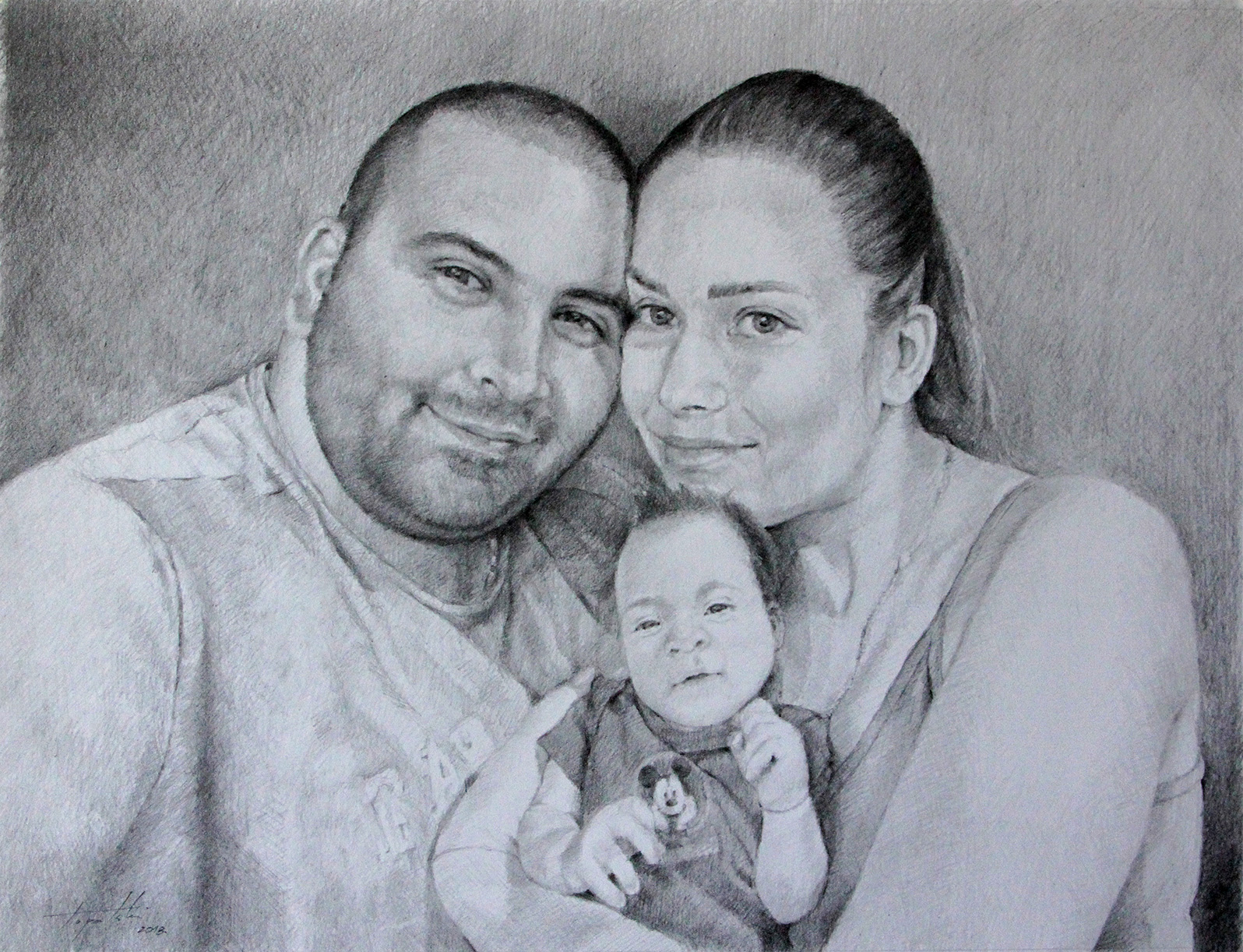 Creative Family Pencil Sketch Drawing for Kids