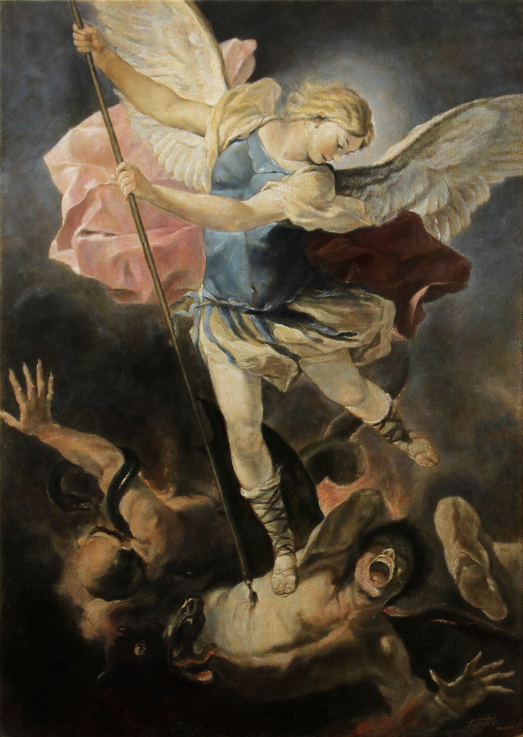 Archangel Michael after Luca fa Presto - Figurative Religious Oil ...