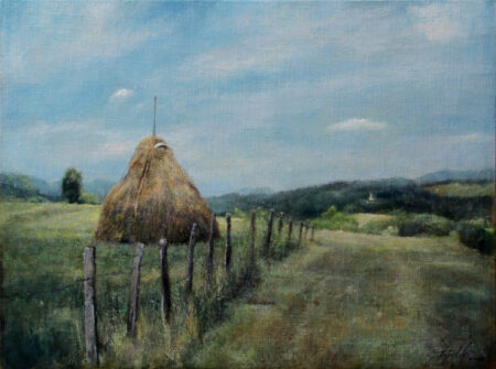 Haystack - Original Landscape Oil Painting on Canvas - by artist Darko Topalski