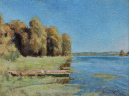 Fine Art - Boat by the river - Original landscape Oil Painting on Canvas by artist Darko Topalski