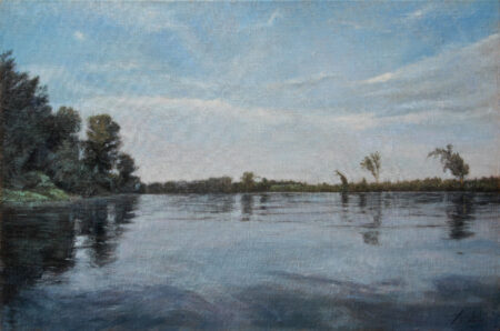 River Tisa - Original Landscape Oil Painting on Canvas - by artist Darko Topalski