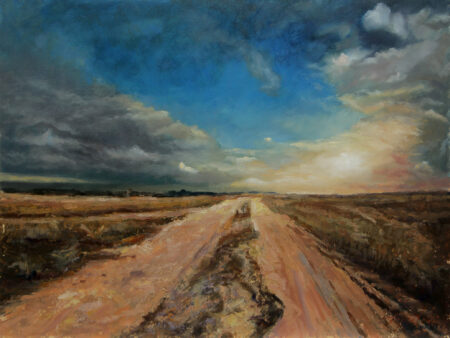 Dusty Countryside Road  - Original Fine Art landscape Oil Painting on Canvas by artist Darko Topalski