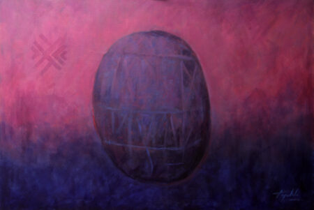 Amethyst Egg - Original XL large abstract Fine Art Acrylic Painting on Canvas by artist Darko Topalski