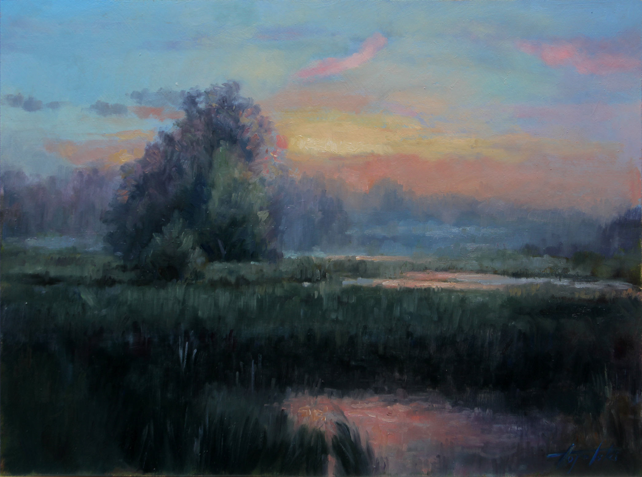 Misty Country Morning - Landscape Oil Painting - Fine Arts Gallery ...