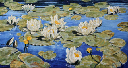 Waterlilies - Commissioned Original Fine Art landscape Oil Painting on Canvas by artist Darko Topalski