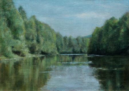 Fine Art - River - Original Landscape Oil Painting on Canvas by artist Darko Topalski