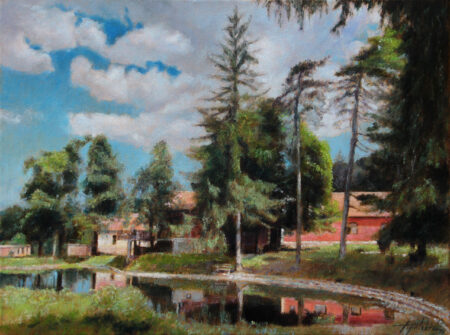 Radgost Rtanj and Lake - Original landscape Oil Painting on Canvas - by artist Darko Topalski