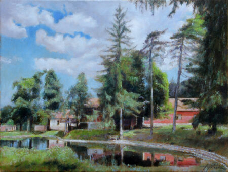 Radgost Rtanj and Lake - Original landscape Oil Painting on Canvas - by artist Darko Topalski