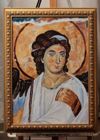 White Angel - 70X50CM Oil Painting on Canvas - by artist Darko Topalski - after Byzantine frescoe