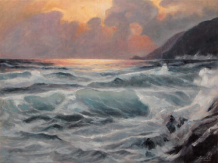 By the Seaside - Original seascape seacoast Oil Painting on Canvas - by artist Darko Topalski