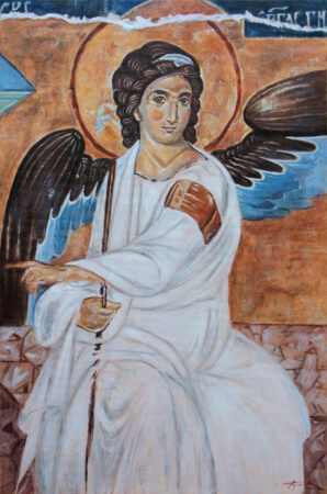 White Angel - 60x40CM Oil Painting on Canvas - by artist Darko Topalski - after Byzantine frescoe