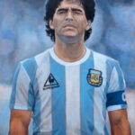 Diego Armando Maradona 2022 – Original Portrait Oil Painting on Canvas – by artist Darko Topalski