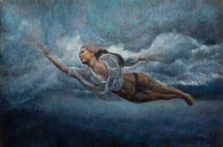 Fine Art - A Flyby - Original Figurative Symbolic Oil Painting on Canvas by artist Darko Topalski