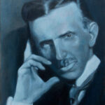 Nikola Tesla 2022 – Original Portrait Oil Painting on Canvas – by artist Darko Topalski