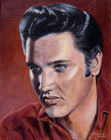 ELVIS - 12x10in 2023 Original Portrait Oil Painting on Canvas - by artist Darko Topalski