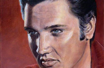 ELVIS - 12x10in 2023 Original Portrait Oil Painting on Canvas - by artist Darko Topalski